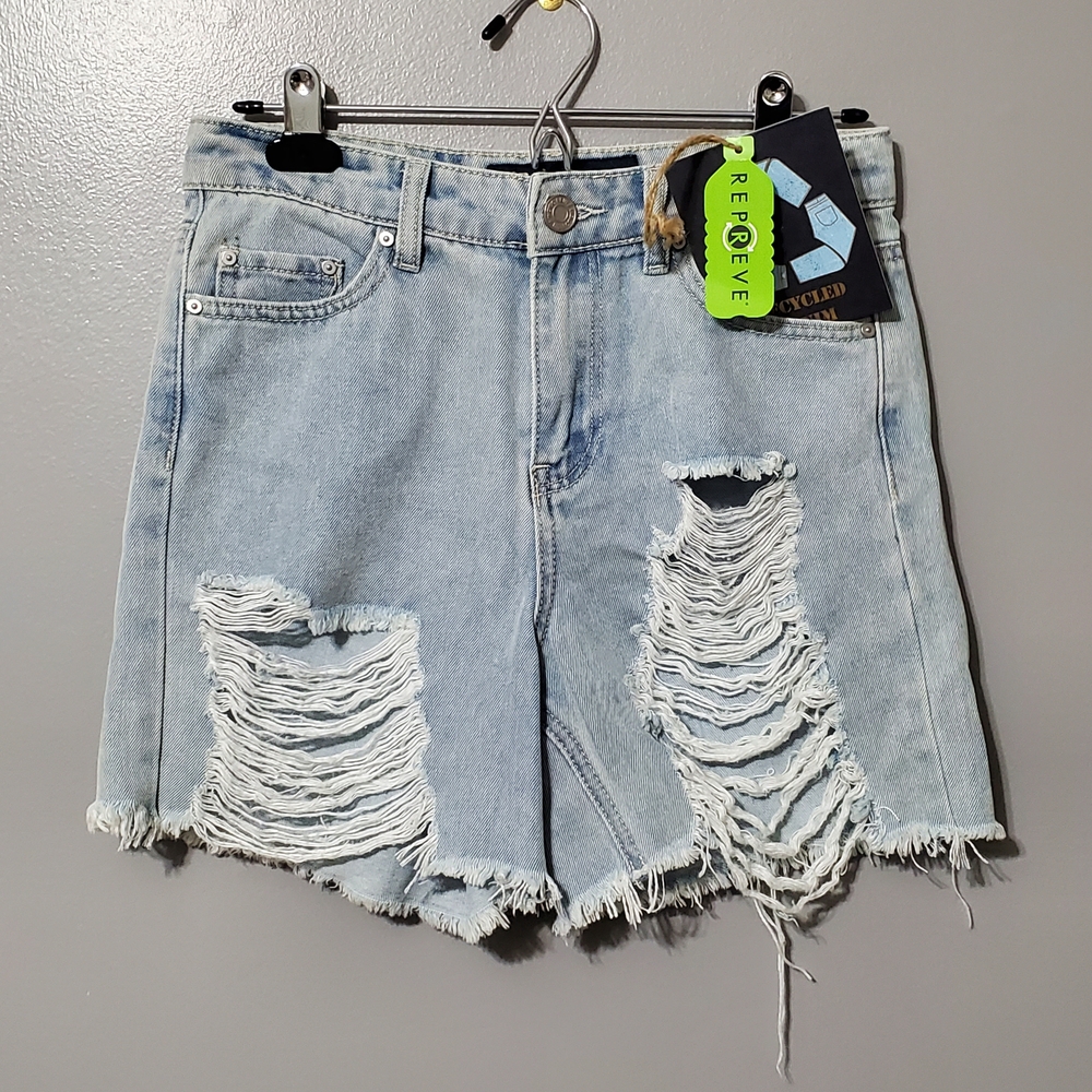 NWT Indigo Rein Light Blue Distressed Jean Shorts Super High Rise Women's Size 3